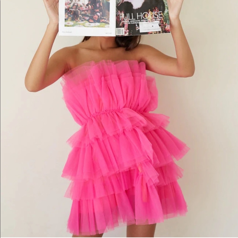 🦃BLACK FRIDAY SALE🦃 Life Of The Party Hot Pink Layered Tulle Mini Dress - Picture 8 of 15
